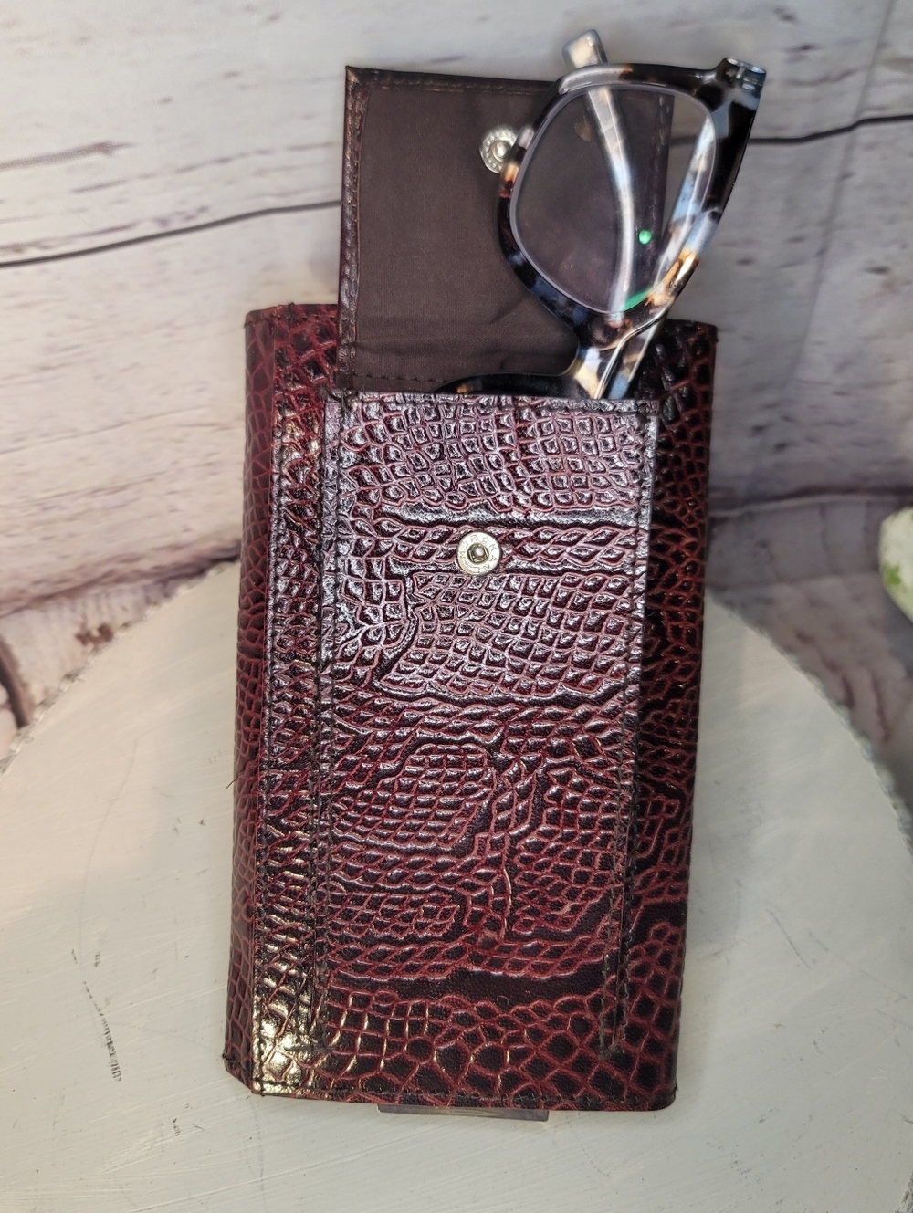Vintage Rare 1950s -60s Ruby Red Lizard Leather Envelope Wallet - Picture 5 of 9